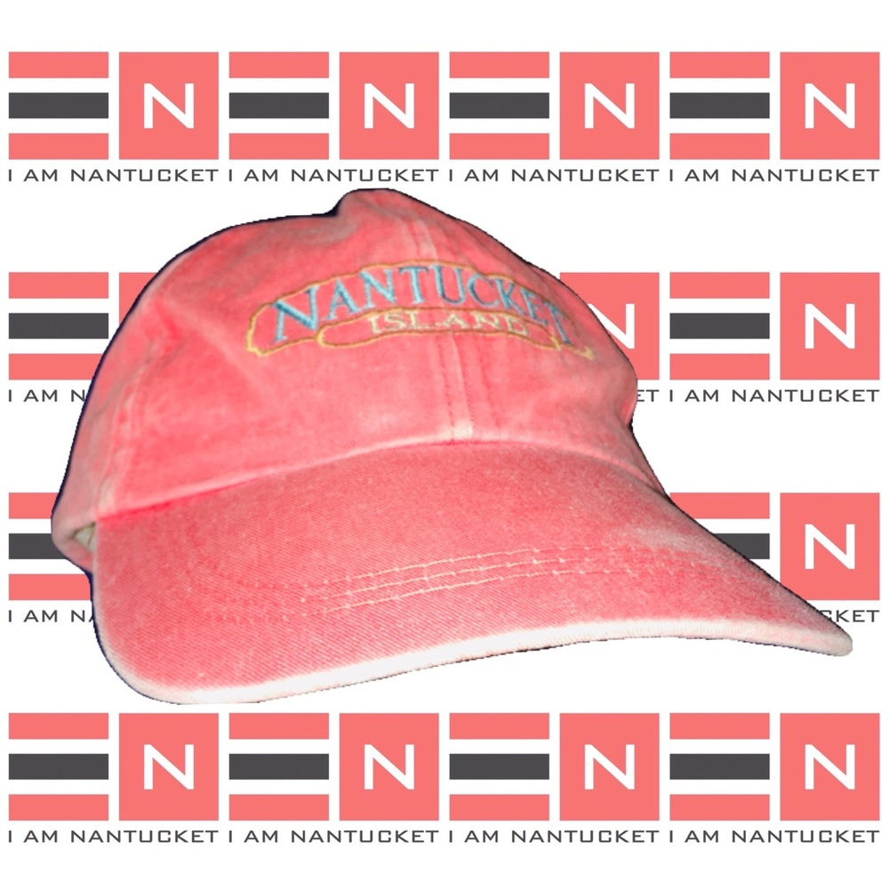NANTUCKET ISLAND Pink Denim Leather Strapback Hat